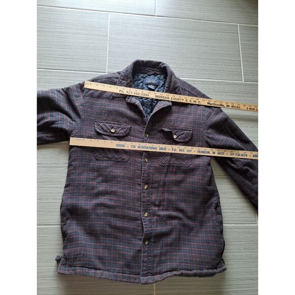 Vtg Plaid Quilted Flannel Jacket Blue & Red Cotton Men's M Shacket - Picture 7 of 11